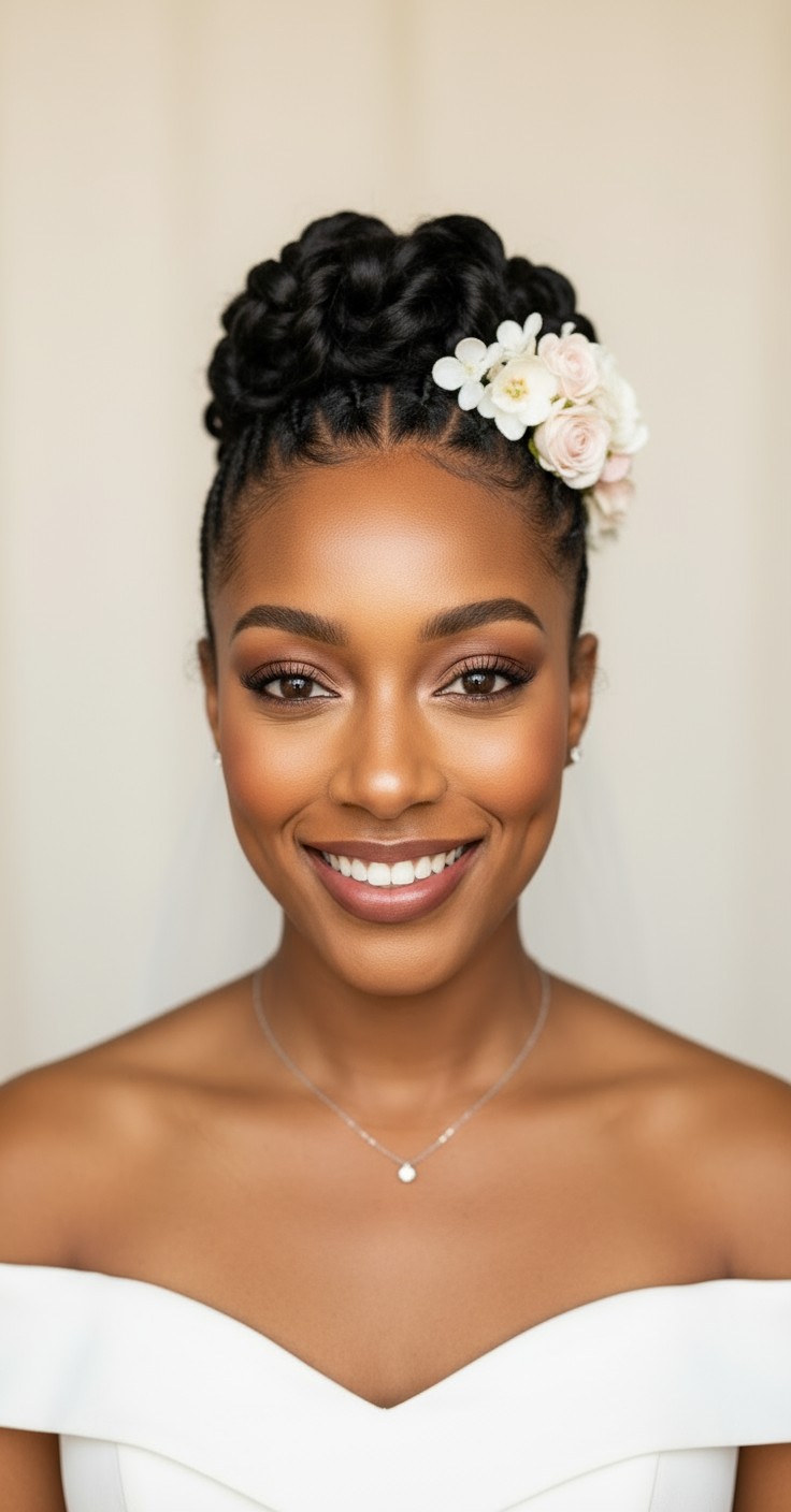 After Bridal Updo With Flowers